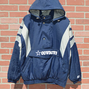 Dallas Cowboys Starter Hooded Pullover Jacket Sz L